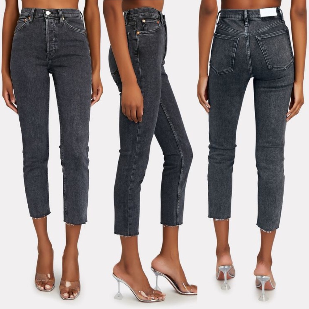 RE/DONE 90's High Rise Ankle Crop Stoned Noir Size 25 NWT